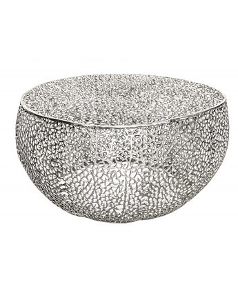 Stolik kawowy dekoracyjny srebrny metal 40x80x80 cm, OSOBY - Prezent dla teścia