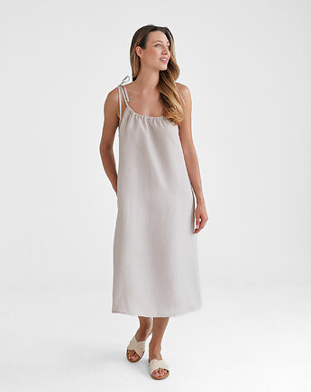 Lniana Sukienka FLORA MIDI almond milk, so linen!
