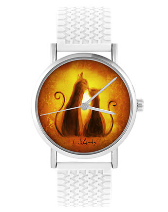 Zegarek - Kotki - silikonowy, biały, yenoo