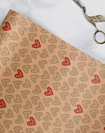 papier do pakowania -serduszko folk 032 kraft, Wrap and Pack