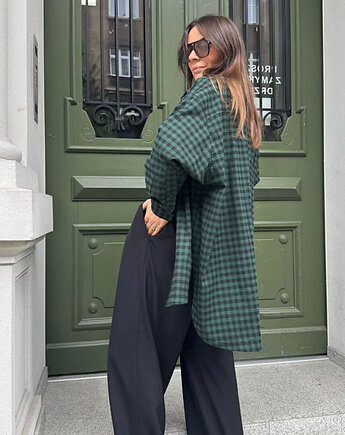 Koszula Calm oversize zielona z czarnym, Patchouli