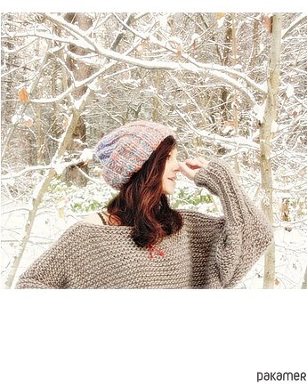 Czapka z wełną beanie melanż, Mademoiselle Patrini