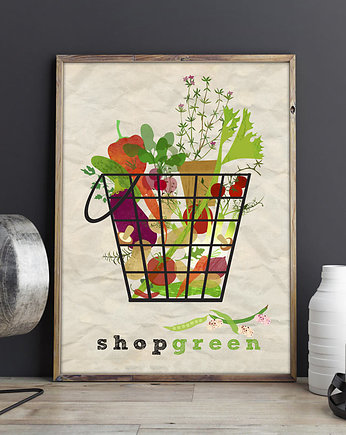 Shop Green - plakat kuchenny art giclee A4, minimalmill