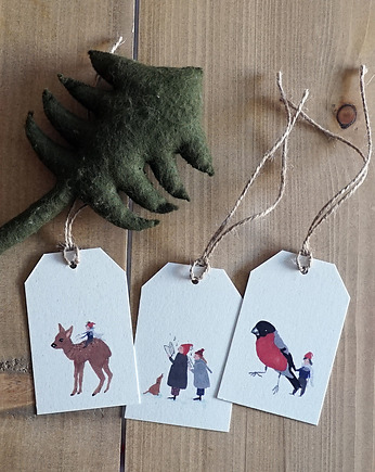 Zestaw 3 świątecznych zawieszek do prezentów, HI LITTLE