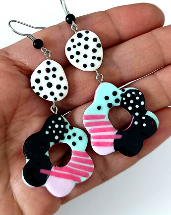 Kolczyki abstrakcyjne kwiaty w kropki, OMIFIMO