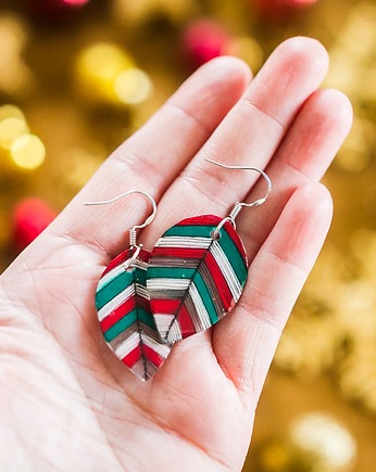 Kolczyki srebrne Listki świąteczne, Pintura