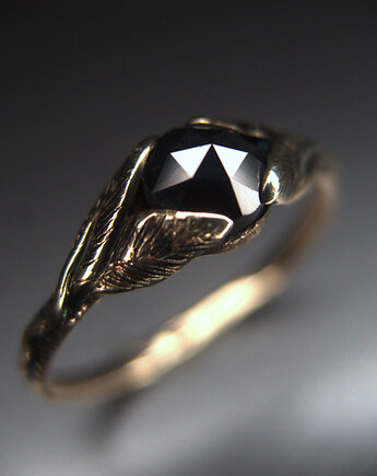 BLACK FOREST pierścionek z czarnym diamentem, LOOKRECYA