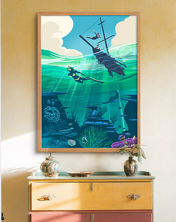 Nurkowanie / Podwodne światy - plakat fine art, minimalmill