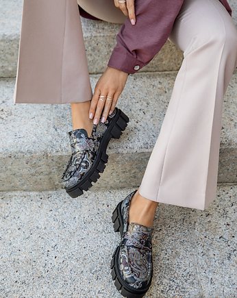MOKASYNY NA GRUBEJ PODESZWIE-SKÓRA NATURALNA-MODEL 285-KOLOR BOHO, Zapato