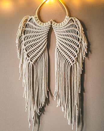 Skrzydła anioła makrma dekoracja na ścianę BOHO, Hygge Macrame