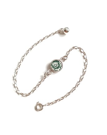 Bransoletka z zielonym kwiatkiem, biżuteria z talerzy