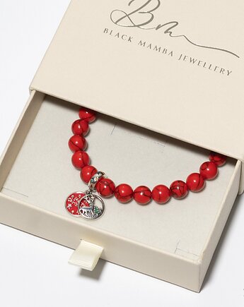 Bransoletka Damska z Kamieni Howlit i srebra 925, Black Mamba Jewelry