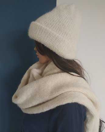 Zestaw Fluffy podwójna czapka i szalik z alpaki, Knit Couture
