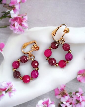 Kolekcja WIANKI : urocze klipsy : fuchsia, kaktusia