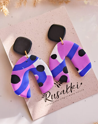 Kolczyki abstrakcje fioletowe, idealne kolczyki dla dziewczyny, rocznica, okazja, Dary Rusałki