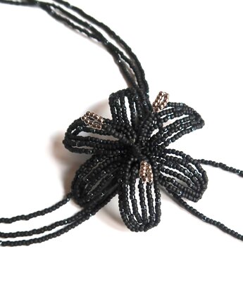 Czarna lilia - naszyjnik choker, Hibiscus