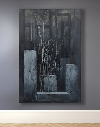 Monument - Obraz na płótnie - Druk Blejtrama, Brutalizm, Abstrakcja #43, Black Sapphire Art