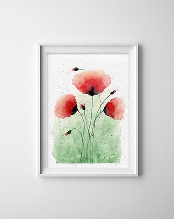 Oryginalna akwarela. Maki  A4, Malgorzata Domanska