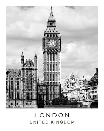 Plakat - Big Ben -  czarno biały Londyn  (2-0905), raspberryEM