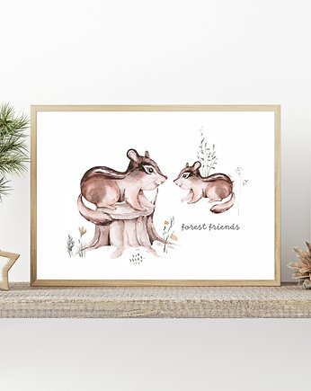 Plakat. Leśne przygody, wiewiórki, Love Life and Forest