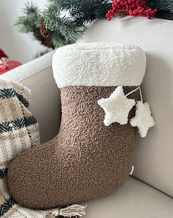 Poduszka Świąteczna Skarpeta Brązowa Boucle, poduszkownia