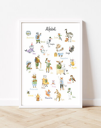 Plakat ze szkolnym alfabetem i zwierzątkami Hi Little, HI LITTLE