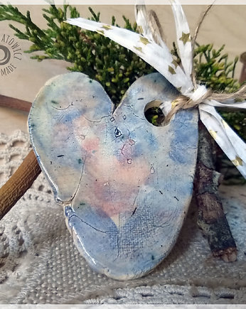 Ceramiczne serce w błękicie - zawieszka, dekoracja, Bea Fine Arts
