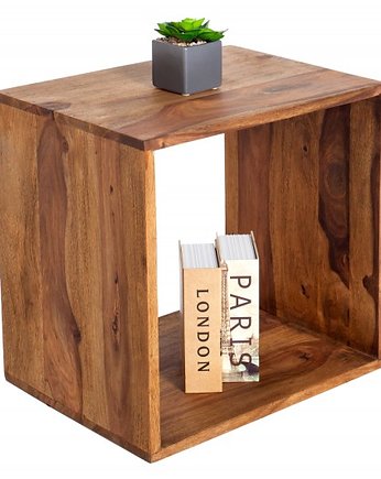 Stolik, mini regał, półka Cube drewno sheesham 45cm, OKAZJE - Prezenty na 18 dla kolegi
