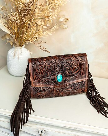 Skórzana torebka ręcznie robiona Phulera ciemnobrązowa, SempreArte