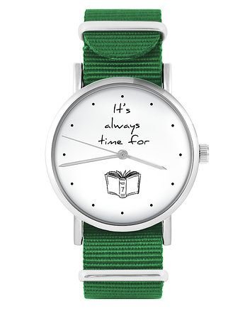 Zegarek - Time for a book - zielony, nylonowy