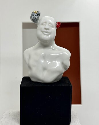 Korek do wina/  figurka  porcelanowa, biały królik ceramika