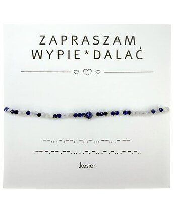 Bransoletka z alfabetem Morse Lapis lazuli, Kamień księżycowy, karolina kosior
