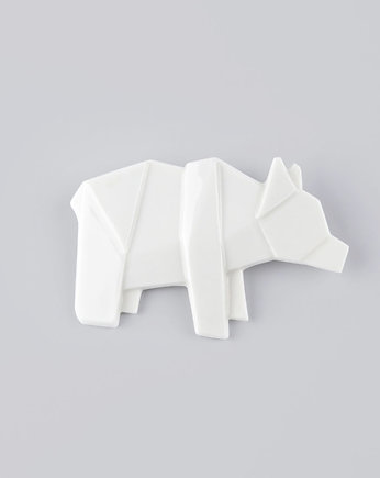 Broszka Porcelanowa Origami Niedźwiedź Biała, StehlikDesign