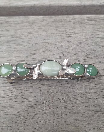 Agaty na zielono - klamra do włosów, po drugiej stronie lustra