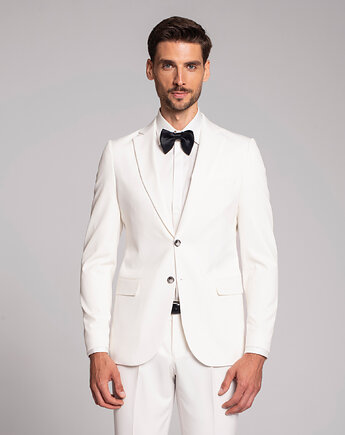 Marynarka do zestawu lido 01 biały slim fit, BORGIO