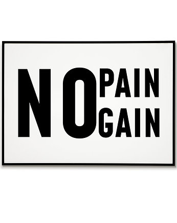 Plakat motywacyjny z napisem NO PAIN NO GAIN, Bajkowe Obrazki