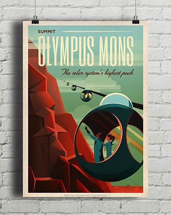 Mars Olympus Mons - vintage plakat, minimalmill