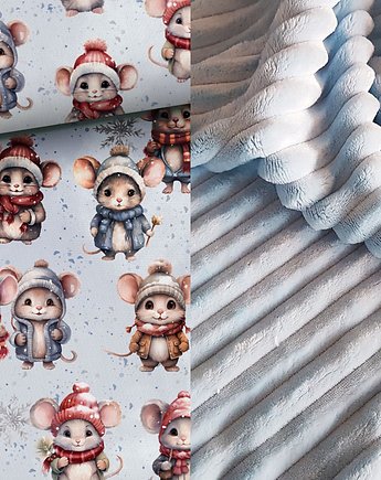 Koc do żłobka lub przedszkola _ myszki zimą _ 100x145 cm, OKAZJE - Prezent na Baby shower