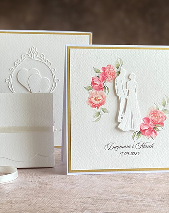 Elegancki zestaw ślubny w pudełku z banderolą - WEDDING CHARM, WA 26, Anna Art and Crafts