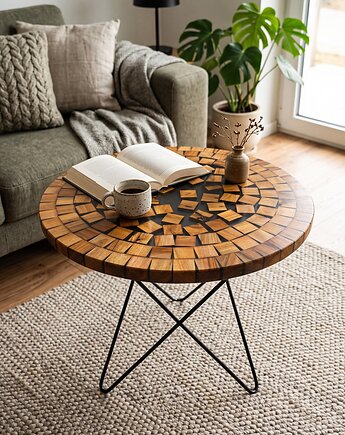 Stolik kawowy #11 DREWNO + ŻYWICA 60cm, MA WOOD