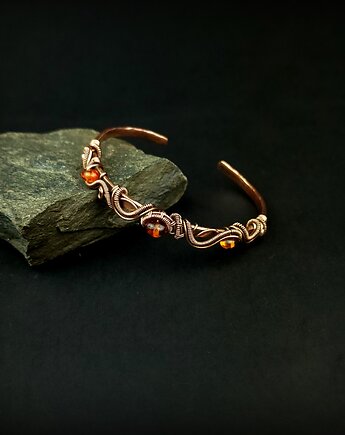 Bransoleta mankietowa  z bursztynem