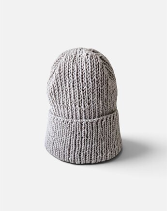 Beżowa czapka 100% merino, SZYSZKA sztrykuje