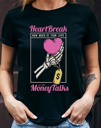 Koszulka damska czarna  Heart break, ART ORGANIC