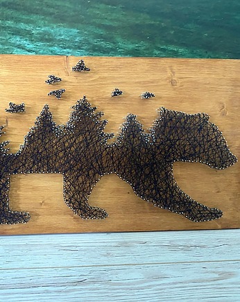 String Art Niedźwiedź Obraz na drewnie, LOVEnda