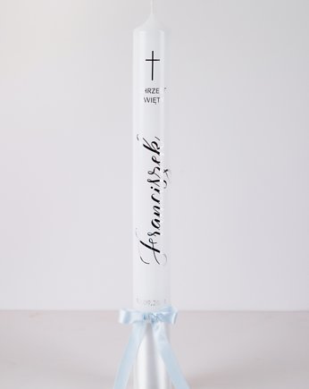 Personalizowana świeca gromnica do chrztu, White Willow 