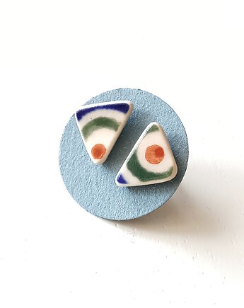 Kolczyki ceramiczne Bolesławiec, biżuteria z talerzy