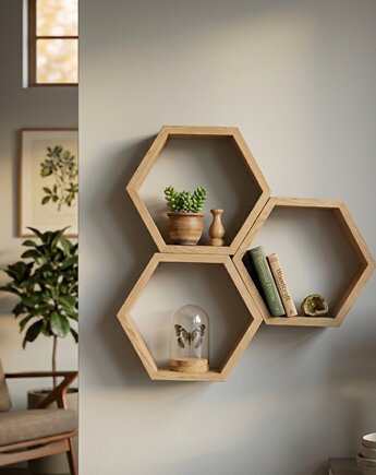 Półka plaster miodu /heksagon, Ohwood manufaktura