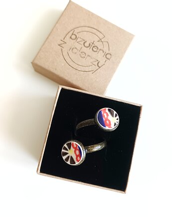 Pierścionek Bolesławiec podwójny, biżuteria z talerzy