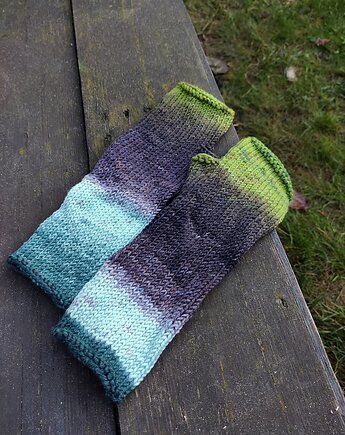 Ombre z brązem / mitenki, agat handmade