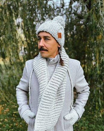 Męski komin MERINO Wybielony szary, Brain Inside